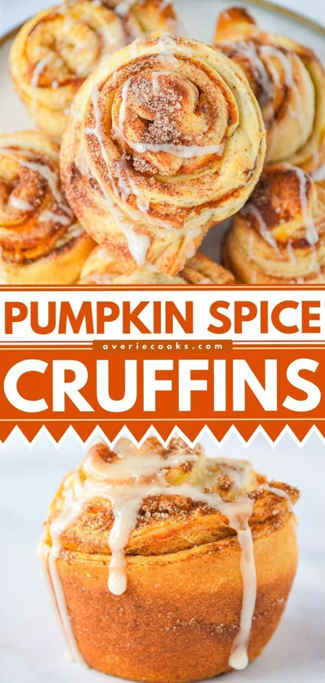 Air Fryer Cruffins, Apple Cruffins, Cruffin Flavors, Cruffin Recipe, Croissant Roll, Pumpkin Cream Cheese Muffins, Moist Pumpkin Bread, Averie Cooks, Pumpkin Chocolate Chip Bread