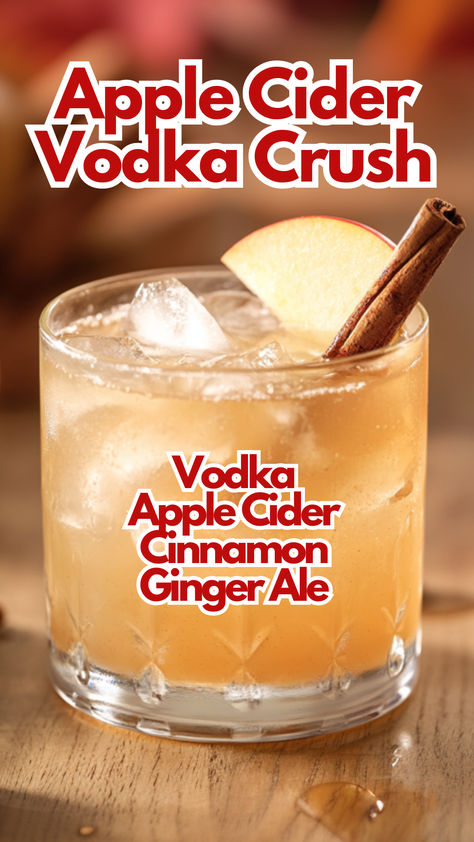 Apple Cider Vodka Crush Fall Frozen Drinks Alcohol, Spike Cider Recipe, Fun Wine Drinks, Drinks Using Apple Cider, Spiked Spiced Apple Cider, Apple Cider And Carmel Vodka, Apple Cider Holiday Cocktail, Apple Infused Vodka, Fall Holiday Cocktails