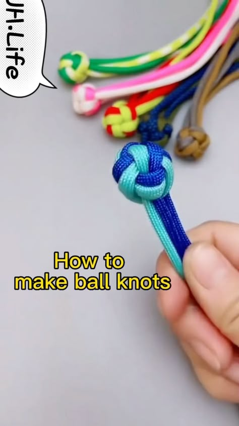 JH.Life | How to make ball knot for bracelet #diy #makeyourself #macrameknot #hobby #jewelry #jewelrymakingmi #hobbyworld #macramelove #bracelet… | Instagram Decorative Knots Diy, Paracord Ball Knot, Macrame Ball Knot, Macrame Balls, Knot For Bracelet, Ball Knot, Macrame Knots Diy, Hemp Bracelet Patterns, Lanyard Knot