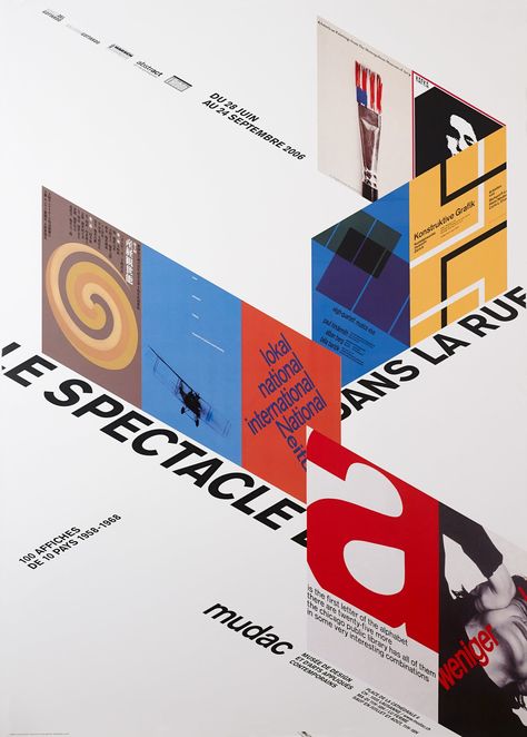 35 x 50 in. (90 x 128 cm) Silkscreen Condition: There are black marks and light creasing along the bottom edge of the poster. The damage should not be visible once the poster is framed. Flavia Cocchi (1962-), a Swiss designer based in Lausanne, created the graphic identity for MUDAC (Museum of Contemporary Design and Applied Arts in Lausanne) and has produced numerous exhibition posters for the museum. Cocchi designed this wonderful poster about posters for a 2006 exhibition at MUDAC. Her design features posters by Josef Müller-Brockmann, Hans Neuberg, William Lloyd, John Rieben and others, all cleverly arranged as if displayed together along the street..#logodesign  #smallbusiness #graphicdesign #marketing #brandidentity #logomaker #creative #brandingtips Mirror Graphic Design Poster, Great Poster Design, Visual Design Poster, Museum Graphic Design Exhibitions, Exhibition Posters Design, Poster Art Exhibition Graphic Design, Street Art Poster Design, Exhibition Poster Design Graphics, Poster For Exhibition