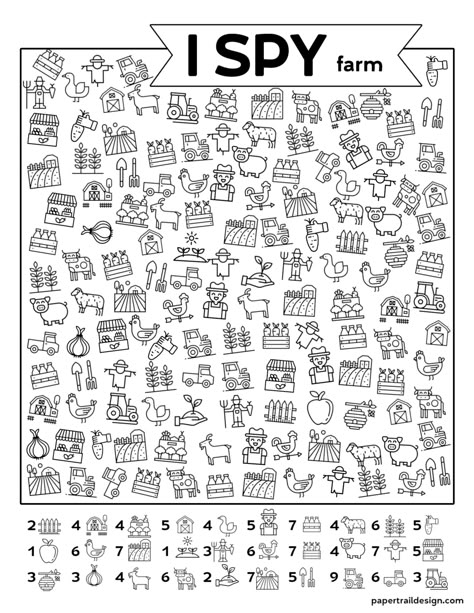 I spy farm activity for preschoolers, toddlers, and kids. Free printable for an easy indoor activity for kids. #papertraildesign #ispy #ispyfarm #farmispy #Kidslearningactivity Football Activity, Hidden Picture Puzzles, Paper Trail Design, Summer Worksheets, Fun Worksheets For Kids, I Spy Games, Spy Games, Trail Design, Ramadan Activities