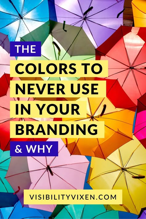 Learn about the psychology of color and why you should never use certain colors in your branding. Find out what emotions each color evokes and how they can affect your customers' reactions. Colors In Branding, Colors In Marketing, Marketing Colors Branding, Color For Business Branding, Color Palette Marketing, Color Schemes For Branding, Business Color Combinations, Personal Branding Colors, Branding Examples Inspiration