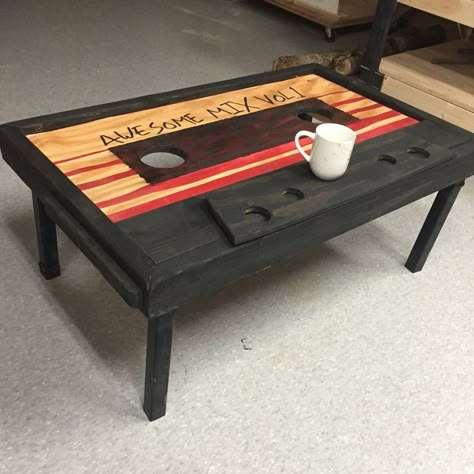 $50 Cassette Tape Coffee Table (Guardians of the Galaxy) Upcycled Furniture Before And After, Scroll Saw Patterns Free, Upcycled Furniture Diy, Home Coffee Stations, Interior Decoration Accessories, Diy Furniture Table, Wood Projects Furniture, Diy Outdoor Decor, Diy Coffee Table