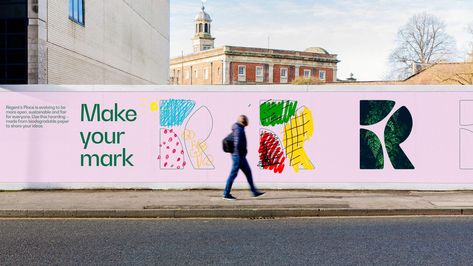 DixonBaxi's identity for a new London development opts for 'radical softness'. Hoarding Design, Place Branding, Gomez Palacio, Signage System, Old Logo, Communication Art, Sustainable Architecture, Corporate Identity, Identity Logo