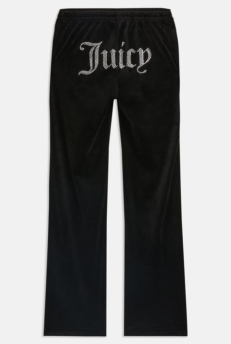 BLACK VELOUR DIAMANTE TRACKSUIT BOTTOM - Tall (XL) / Black Juicy Sweatpants, Juicy Set, Juicy Couture Tracksuit, Casual Chic Outfits, Juicy Couture Pants, Boho Chic Outfits, Style Savvy, Black Flare, Casual Chic Outfit