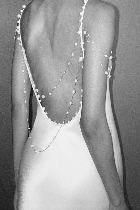 Backless Wedding Dresses - The Lane Wedding Inspiration Vintage Open Back Wedding Dress, Elegant Wedding Dress Low Back, Low Open Back Wedding Dress, Pearls On Wedding Dress, Tie Back Wedding Dress, Pearl Wedding Dresses, Open Back Wedding Dresses, Pink Wedding Guest Dresses, Backless Wedding Dresses