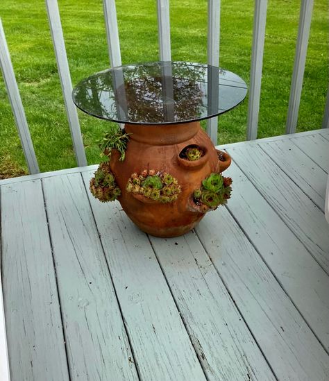 Strawberry Pots Ideas Plants, Chimnea Outdoor, Strawberry Pot, Furniture Refinishing Ideas, Strawberry Pots, Pots Ideas, Outside Plants, Pots Garden, Upcycle Garden