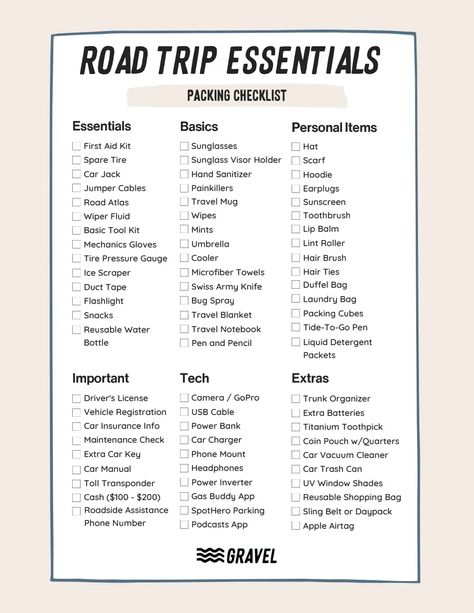 Road Trip Essentials Packing List.pdf Roadtrip Hacks Adults, Packing List For 5 Day Trip, Road Trip Packing List For Teens, Long Road Trip Essentials For Teens, What To Pack For A Road Trip, Airport Carry On Bag, Roadtrip Packing List, Long Road Trip Essentials, Purse Essentials List