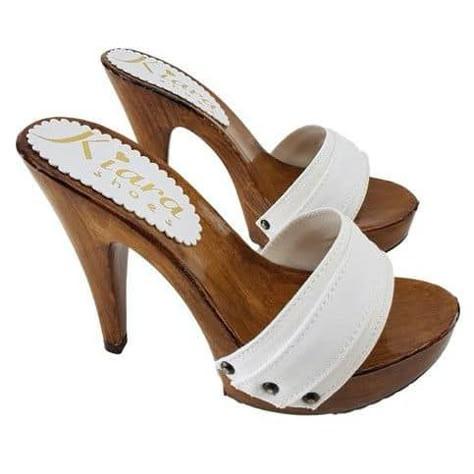 Crazy Heels, Platform Clogs Shoes, Bedazzled Shoes, White Clogs, High Heel Sandals Platform, Wood Heels, High Heel Clogs, Wooden Heels, Giuseppe Zanotti Shoes