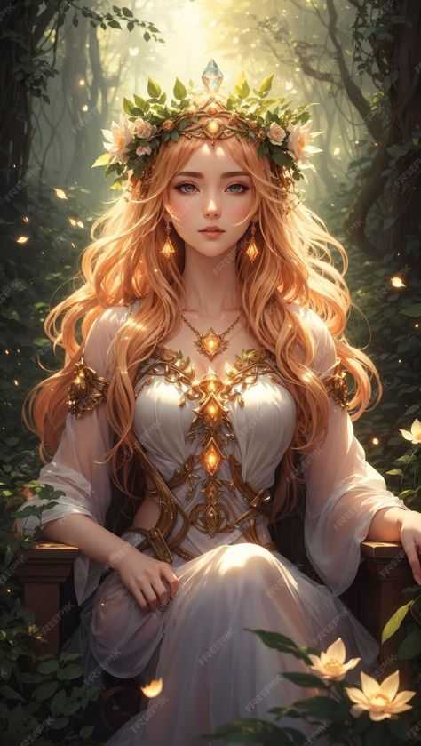 Premium AI Image | Goddess of Light and Nature UltraDetailed Druid Majesty Fantasy Queen, Drawing Female, Nature Goddess, Elves Fantasy, Female Elf, Elf Art, Fantasy Princess, Fairy Pictures, Japon Illustration