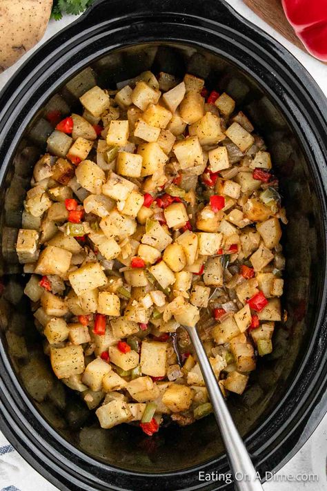 Crock Pot Breakfast Potatoes Slow Cooker, Egg Crockpot Recipes, Breakfast Potatoes In Crockpot, Slow Cooker Breakfast Potatoes, Make Ahead Breakfast Potatoes, Breakfast Potatoes Crockpot, Crockpot Breakfast Ideas, Crockpot Breakfast Potatoes, Crockpot Breakfasts