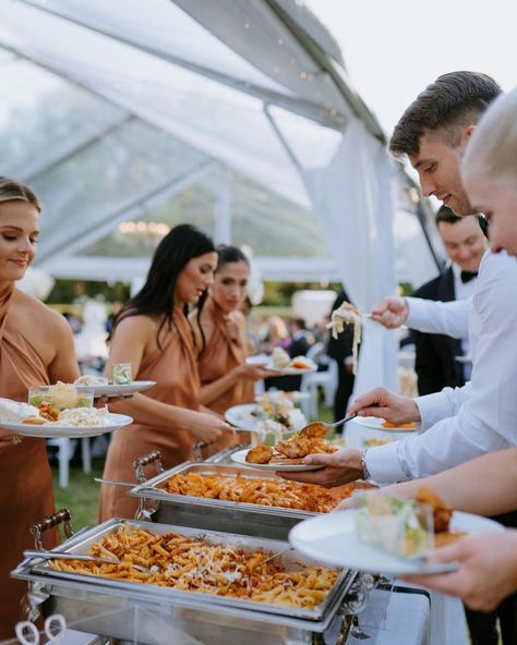 The Bride's Indulgence - Build Your Own Pasta Bar and more! ✨ Swipe to see an exquisite menu crafted for MaKenzie and Darien Rencher's bespoke wedding at Hewitt Oaks! Pizza Pasta Bar Wedding, Chicken Nugget Bar Wedding, Spaghetti Bar For Wedding, Pasta Bar At Wedding Reception, Wedding Spaghetti Bar, Wedding Buffet Ideas Food Stations Catering, Pasta At Wedding Reception, Pasta Catering Wedding, Pasta Bar Wedding Reception Buffet