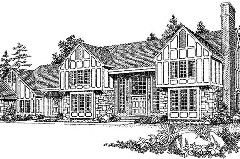 Tudor Style House Plan - 4 Beds 3 Baths 4496 Sq/Ft Plan #72-793 - Blueprints.com English Manor House Plans, Tudor Home Floor Plans, Tudor Style Homes Floor Plans, Tudor House Floor Plans, 8 Bedroom Floor Plans, English Manor Floor Plan, House Plans With Butlers Pantry, Tudor Home Plans, Tudor Cottage House Plans