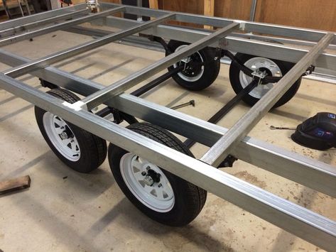 Farrier Trailer Ideas, Utility Trailer Ideas, Pontoon Trailer, Car Trailer Plans, Diy Trailer, Welding Trailer, Tilt Trailer, Homemade Trailer, Work Trailer