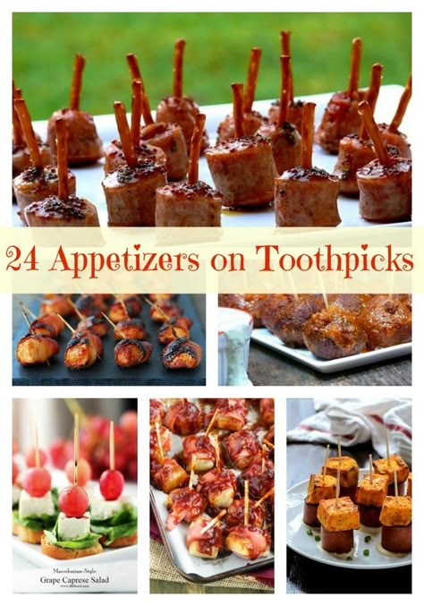 Appetizers On Toothpicks, Toothpick Appetizers, Food On A Stick, Easy Finger Food, Fingerfood Party, Quick And Easy Appetizers, Finger Foods Easy, Appetizers Easy Finger Food, Appetizer Bites