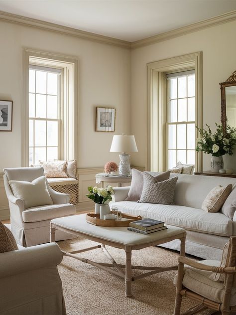 Sherwin Williams Antique White Townhall Tan Sherwin Williams, Cream Paint Swatch, Cream White Wall Color, Off White Wall Colors Living Rooms, Sherwin Williams Morning Sun, Cottage Cream Sherwin Williams, Sherwin Williams Casa Blanca Paint, Sw Sun Bleached, Cream Trim Interior