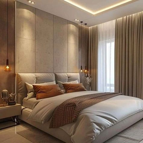 White And Grey Bedroom Ideas, Charcoal Throw Pillows, Grey Bedrooms, Bedrooms Luxury, Gray Upholstered Headboard, White Wooden Floor, Bedroom Design Modern, Bed Design Ideas, Small Bedroom Storage