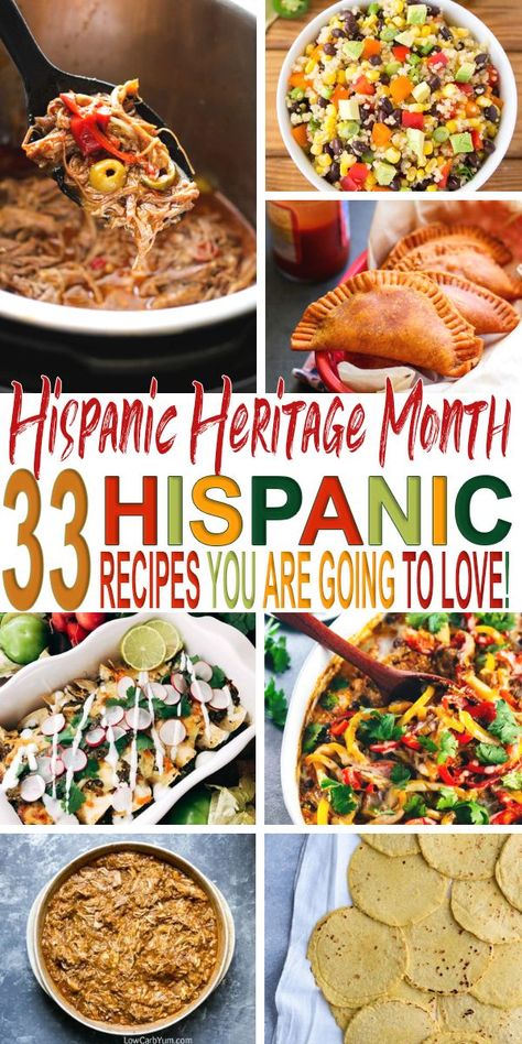 Celebrate National Hispanic Heritage Month with these thirty-three delicious Latin inspired recipes! From Mexican to Puerto Rican find them all here. #hispanicheritagemonth #recipes #yummy #mexican #puertorico #cuban #recipe Hispanic Food Authentic, Beginners Spanish, Cuban Recipe, Hispanic Dishes, Hispanic Recipes, Latin American Recipes, Latin American Food, Boricua Recipes, Food Fest