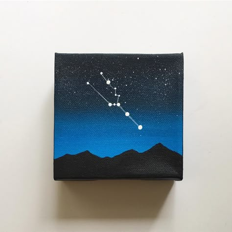 Taurus Painting Ideas On Canvas, Taurus Painting Ideas, Simple Space Painting, Painting Ideas Scenery, Space Aesthetic Art, Taurus Painting, Space Canvas Painting, Easy Scenery Painting, Space Painting Acrylic