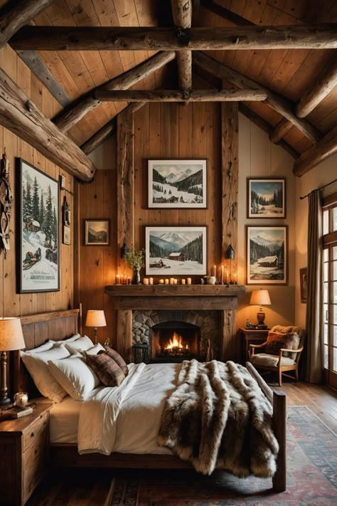 20 Modern Mountain Home Bedroom Ideas – ToolzView Bunk Room Mountain House, Lodge Master Bed, Wood Lodge Cabin, Cabins And Cottages Interior Rustic, Ski House Interior Design, Mountain Cabins Interiors, Swiss Cabin Interior, Remodeled Log Cabin, Mountain Inspired Interior Design