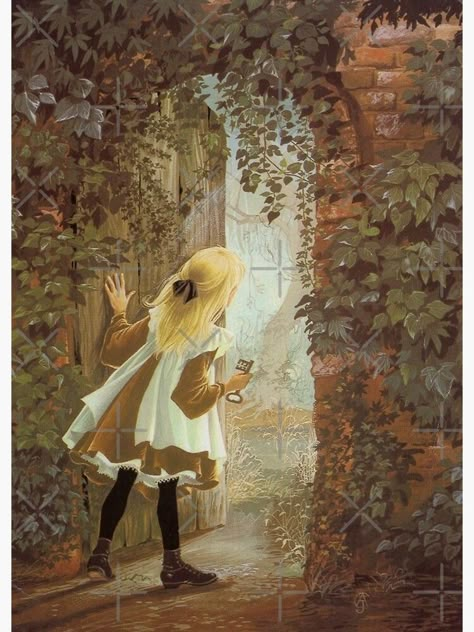 "Secret Garden Vintage Illustration" Art Print for Sale by IliaLobell | Redbubble Inga Moore, Door Illustration, Secret Garden Book, Wedding Readings, Frances Hodgson Burnett, Garden Illustration, Garden Drawing, Garden Painting, Romantic Garden