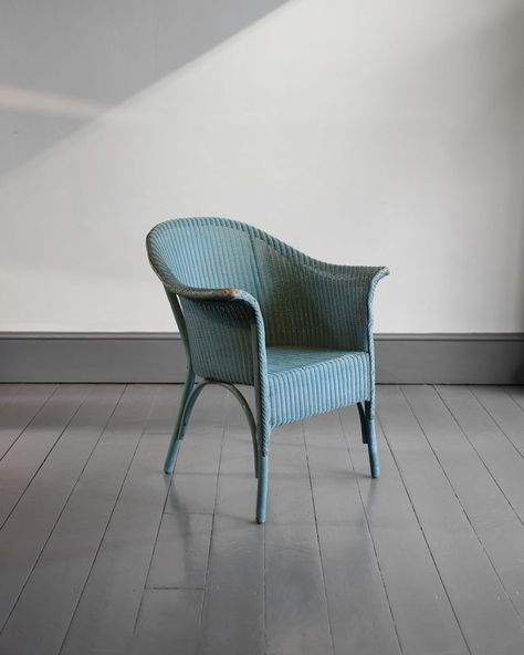 1950's Blue Lloyd Loom Chair | Howe London Lloyd Loom Chair, Lloyd Loom, Air Force Blue, Storage Mirror, The Maker, Red Paint, Table Seating, Blue Paint, Mirror With Lights