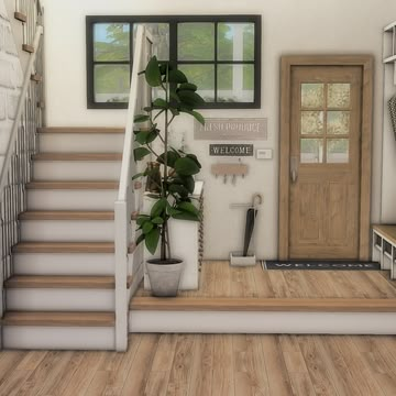 Beans Builds Sims 4, Bloxburg Aesthetic Houses Layout, Sims 4 Houses Modern Farmhouse, The Summer I Turned Pretty House Bloxburg, Sims Four House Ideas, Porch Idea Bloxburg, Bloxburg Aesthetic House Ideas, Bloxburg Outdoor House Ideas, Farmhouse In Bloxburg