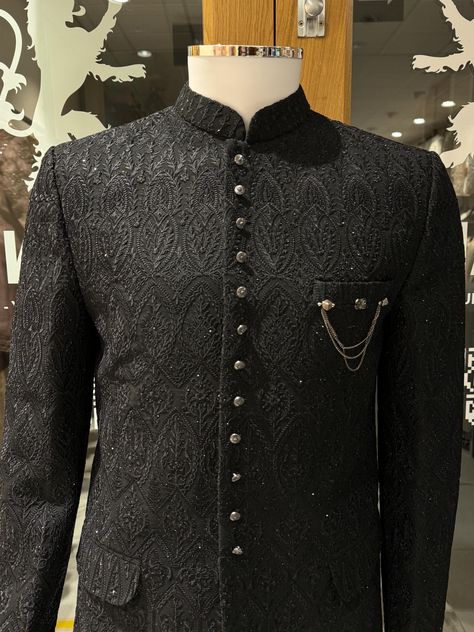 Note: The Mannequin's Chest Size is 38 & wearing size Small / 38  The sherwani is a symbol of regal elegance and tradition, a timeless outfit that has been worn by men for centuries during momentous occasions. This sophisticated attire embodies a perfect blend of intricate craftsmanship, rich fabrics, and classic design, making it the ideal choice for weddings, formal events, or grand celebrations. A sherwani set consists of two main components - the sherwani, a long, knee-length coat with a str Prince Coat For Men, Short Sherwani, Sherwani Jacket, Prince Suit, Jodhpuri Suit, Embroidery Coat, Prince Coat, Regal Elegance, Knee Length Coat