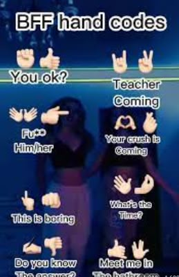 Hi. Sign Language For Bff, Bff Secret Language, Best Friend Sign Language, Bff Sign Language, Bff Hand Codes For School, Hand Signs For Besties, Bestie Sign Language, Codes For You And Your Bestie At School, Bff Hand Signs