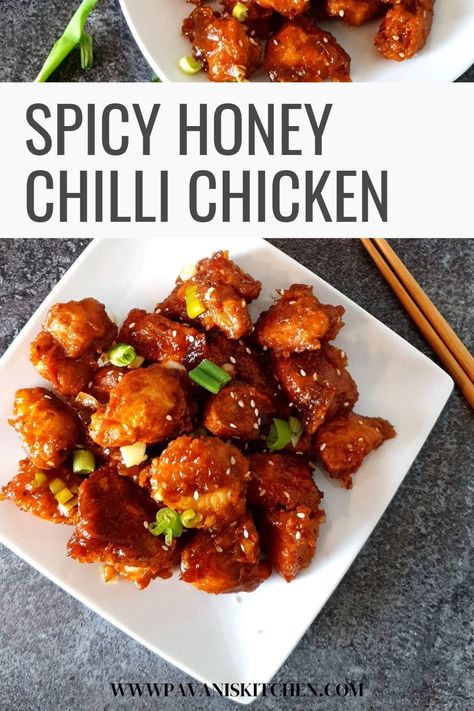 Chilli Honey Recipe, Honey Chilli Sauce Recipe, Honey Chilli Chicken Recipes, Chili Honey Chicken, Chicken Chilli Recipes, Easy Chilli Chicken Recipe, Honey Chilli Chicken, Fried Chicken Pieces, Crispy Honey Chicken