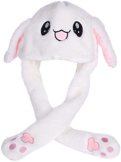 Funny Plush Bunny Hat Ear Moving/Jumping Rabbit Hat Cute Unisex Animal Ear Flap Hat with Paws for Women Girls Kawaii Amazon Finds, Kawaii Amazon, Bunny Cap, Pokemon Hat, Kawaii Hat, Funny Gifts For Friends, Bunny Hat, Funny Toys, Rabbit Toys