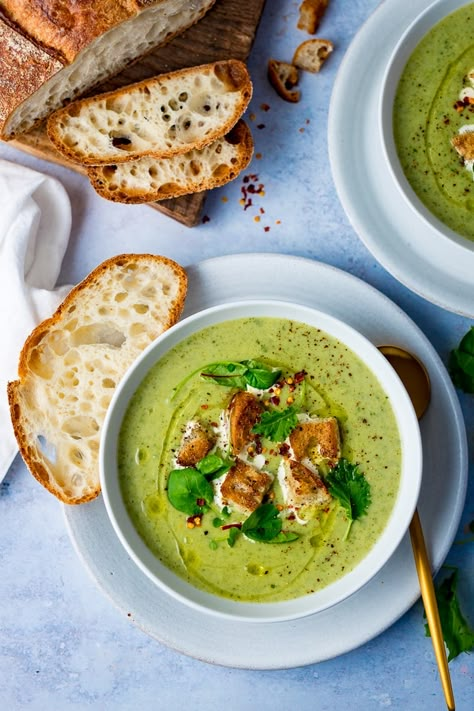 Cream of Broccoli soup - with kale and cauliflower, plus a good handful of cheddar cheese. A real comfort food favourite! #broccolisoup #wintersoup #creamysoup #vegetablesoup Fresh Pea Soup Recipe, Fresh Pea Recipes, Quick Soup Recipes, Kitchen Sanctuary, Cream Of Broccoli, Cream Of Broccoli Soup, Winter Soup Recipe, Broccoli Soup Recipes, Soups And Chowders