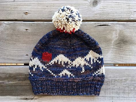 Ravelry: KillerTheremin's Mountains of Japan Hat Mountain Hat Knitting Pattern, Knit Mountain Pattern, Mountain Hat, Knitting Hat, Crafting Inspiration, Knit Hats, Beanie Pattern, Hat Knitting Patterns, Knitting Ideas