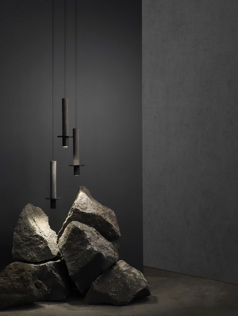 Interaktives Design, Black Pendant Lamp, Bar Sala, Store Concept, Stone Interior, Volcanic Stone, Volcanic Rock, Light Architecture, City Design