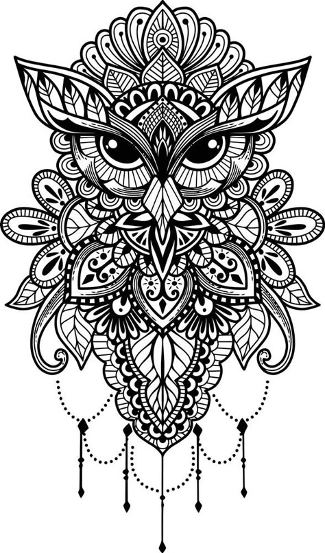 Crystals Tattoo, Mandala Tattoo Sleeve Women, Owl Tattoo Drawings, Juice Tattoo, Mandala Tattoo Sleeve, Owl Tattoo Design, Tattoos Geometric, Bird Coloring Pages, Flower Abstract