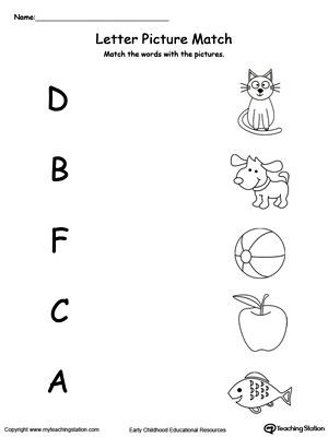 Uppercase Beginning Letter Sound: D B F C A: Encourage your child to learn letter sounds by practicing saying the name of the picture and connecting with the correct letter in this printable worksheet. Lkg Worksheets, Nursery Worksheets, Letter Worksheets For Preschool, Beginning Sounds Worksheets, Kindergarten Phonics Worksheets, English Worksheets For Kindergarten, Alphabet Worksheets Kindergarten, Preschool Math Worksheets, Kids Worksheets Preschool