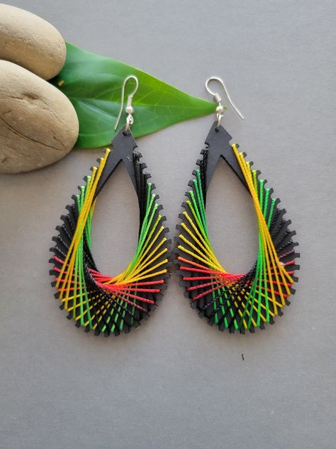 Love Music Art, Rasta Earrings, Making Handmade Jewelry, Coconut Wood, Love Music, I Love Music, Travel Design, Art Travel, Diy Schmuck