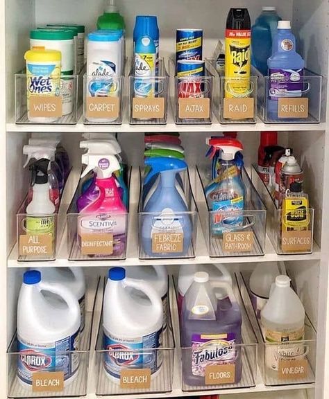 Linen Closet Organization Ideas, Closet Organization Solutions, Closet Organization Ideas, Cleaning Supplies Organization, Desain Pantry, Colour Hallway, House Organisation, Design Hallway, Linen Closet Organization