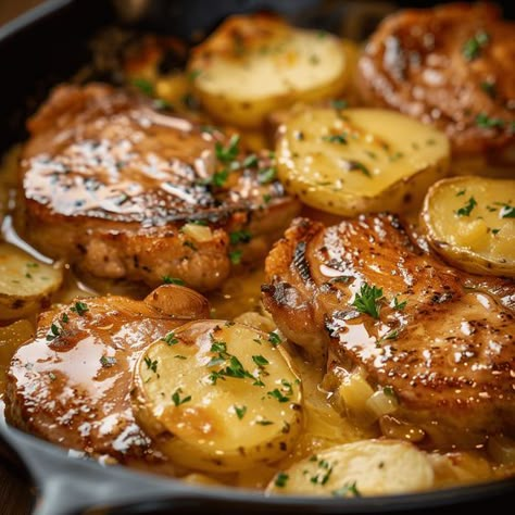 Pork Chops And Potatoes In Oven, Baked Pork Chops And Potatoes, Ineskohl Kitchen, Oven Baked Pork Chops, My Heavenly Recipes, Bone In Pork Chops, Pork Crockpot Recipes, Baked Pork Chops Oven, Pork Chop Recipes Crockpot