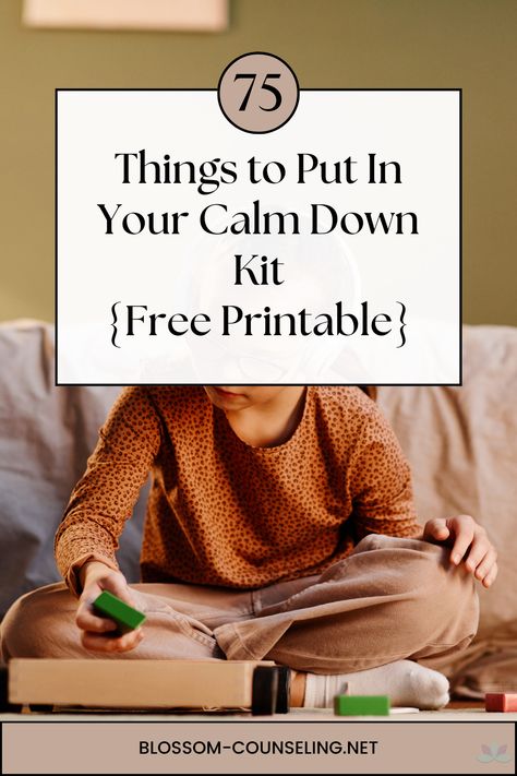 Explore over 75 items to add to your Calm Down Kit. Enhance relaxation, self-care, and mindfulness with our comprehensive list and free printable Calm Down Corner Free Printables, Calming Crafts, Calm Down Box, Feeling Chart, Calm Box, Calm Down Kit, Mindfulness Classroom, Emotions Cards, Feelings Chart