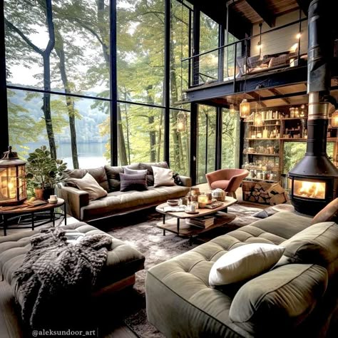 Cozy Lake House Exterior, Dream House In The Woods, House With A View, Mountain Lake House, Cozy Forest, Dream Cabin, Lake Homes, House In Nature, Skylark