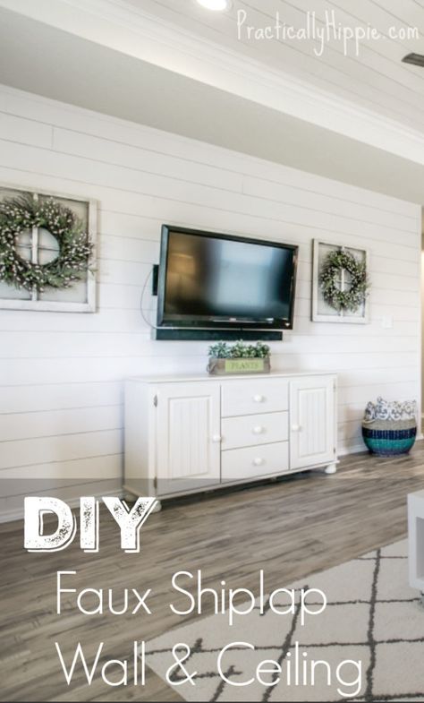 Check out the tutorial for how we did our DIY Shiplap Wall and how to avoid our mistakes. #DIY #Shiplap #HomeDecor Diy Shiplap Wall, Shiplap Living Room, Diy Daybed, Shiplap Wall Diy, Shiplap Walls, White Shiplap Wall, House Remodeling, Shiplap Wall, Diy Shiplap