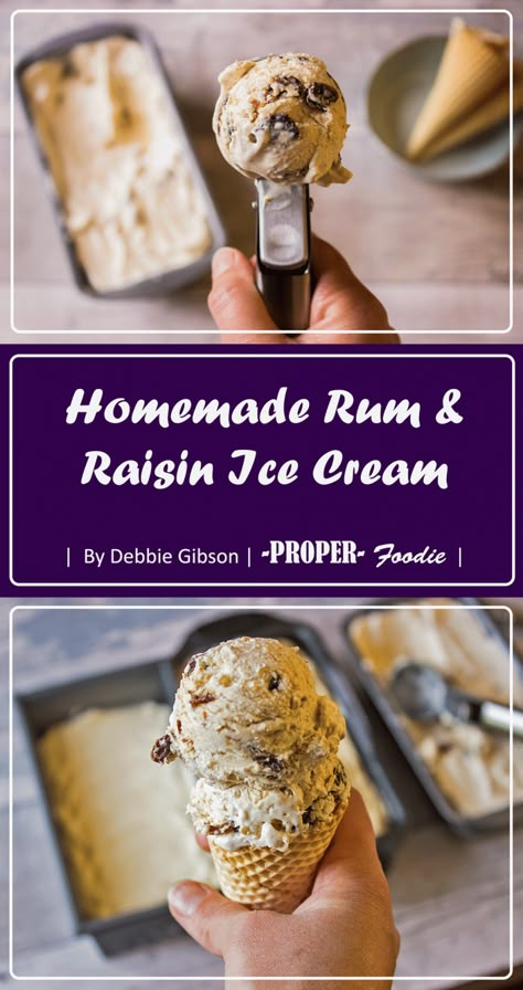 Rum And Raisin Ice Cream, Homemade Rum, Rum And Raisin, Rum Raisin Ice Cream, Raisin Recipes, Easy Ice Cream Recipe, Churn Ice Cream, Ice Cream Maker Recipes, Rum Raisin