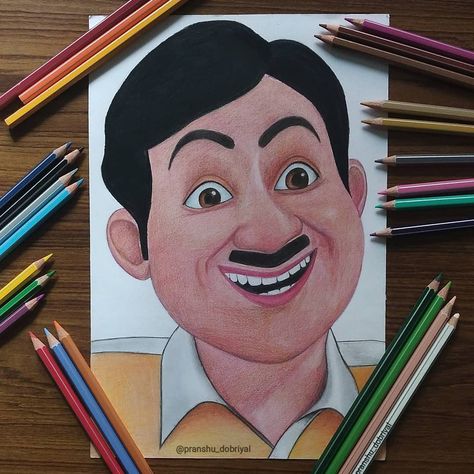 Jethalal cartoon character drawing Jethalal Cartoon Sketch, Easy Drawing Ideas Colorful, All Cartoon Drawing, Painting Ideas Of Cartoons, Animated Characters Drawings Sketches, Cartoon Characters Drawing Ideas, Jethalal Drawing Sketch, Drawing Of Cartoon Characters, Tmkoc Drawing