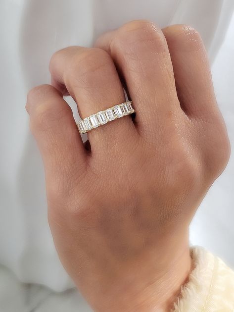 The Best Diamond Eternity Bands For Every Style | Green Wedding Shoes Baguette Eternity Band, Emerald Cut Eternity Band, Emerald Eternity Band, Infinity Band, Diamond Eternity Wedding Band, Solitaire Rings, Emerald Cut Rings, Irish Celtic, Gallery Design