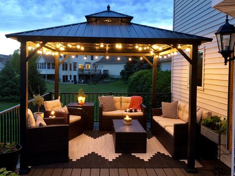 Small Gazebo, Gazebo Decorations, Gazebo On Deck, Gazebo Ideas, Patio Deck Designs, Backyard Gazebo, Deck Designs Backyard, Patio Inspiration, Backyard Renovations