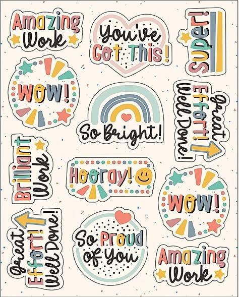 Amazon.com : Carson Dellosa We Belong 72-Piece Motivational Stickers for Kids Classroom Pack, Boho Rainbow Inspirational Classroom Stickers for School Supplies, Incentive Chart, Reward Stickers and More (6 Sheets) : Office Products Motivational Stickers Free Printable, Stickers For Students, Classroom Stickers, Student Stickers, Positive Stickers, Stickers For School, Keep Up The Good Work, Incentive Chart, Motivate Students