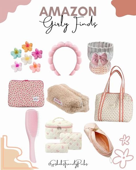 Sashah’s Trendy Picks's Amazon Page Room Decor Ideas Pink, Cute Storage Ideas, Pretty Vibes, Cute Storage, Fashion Haul, Aesthetic Accessories, Workwear Essentials, Amazon Wishlist, Floral Hair Clip