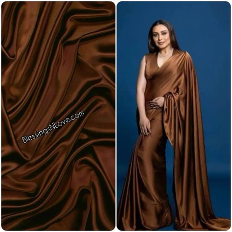 Get Ready to Shine like Bollywood Queen Rani Mukherjee! Inspired by Rani's stunning look, we present our breathtaking Chocolate Brown Satin Silk Saree! Features: Satin silk fabric for a luxurious feel Inspired by Rani Mukherjee's latest style Running unstitched blouse piece in same fabric Customized blouse stitching available on request Perfect for: Wedding receptions Festive gatherings Special occasions Embrace your inner diva with our Satin Silk Saree Collection! *Saree Details:* Fa... Chocolate Brown Saree, Satin Silk Saree, Rani Mukherjee, Blouse Stitching, Brown Satin, Wedding Receptions, Satin Silk, Feel Inspired, Saree Collection