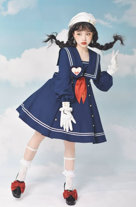 Sailor Pose Reference, Sailor Girl Aesthetic, Sailor Outfit Anime, Cute Outfit Reference, Dress Pose Reference, Sailor Character Design, Cute Poses Reference, Art Reference Poses Models, Sailor Character